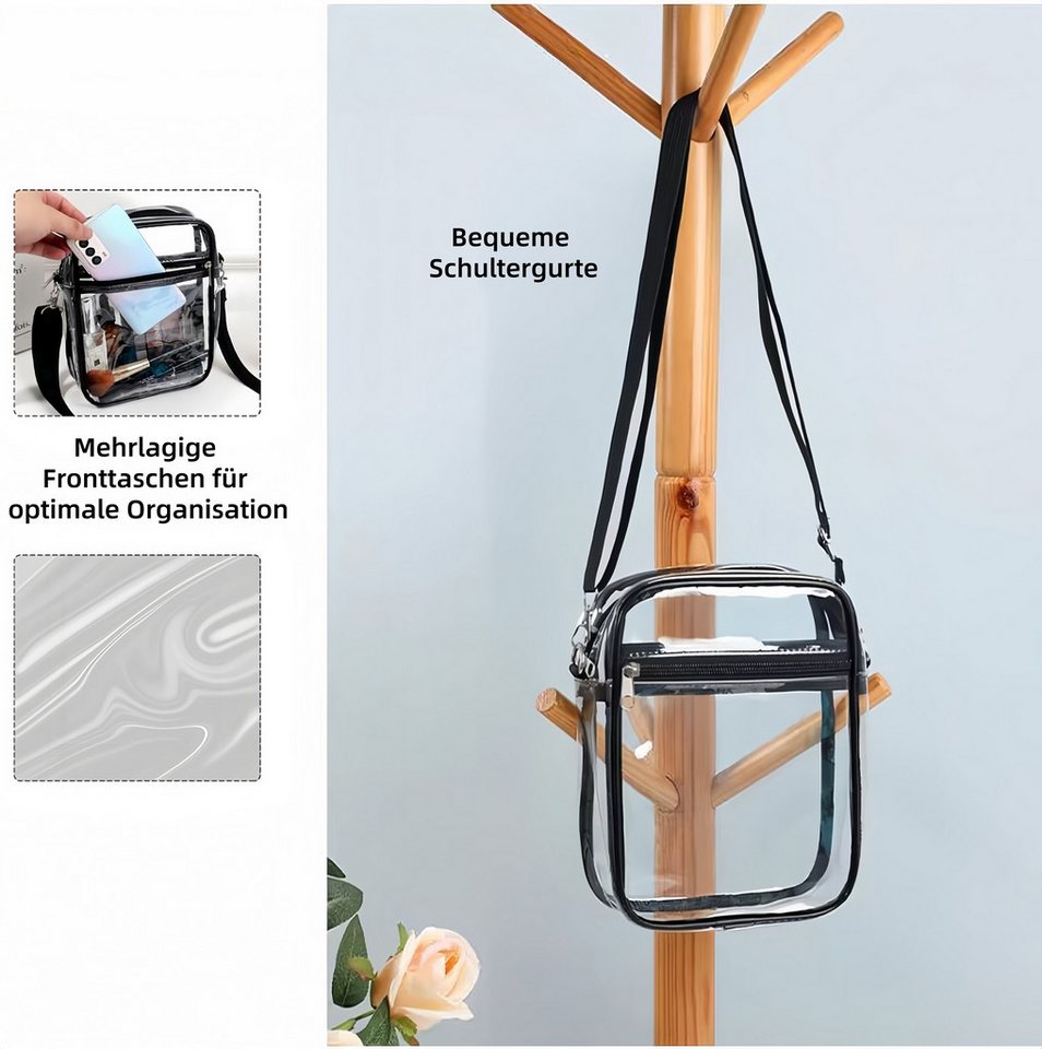 FOUORTUNATE-BEE Umhängetasche 2er Set Transparente Umhängetaschen mit Schultergurt (2-tlg), Kleine PVC-Taschen für Alltag, Reisen und Events – Bild 5 von 5