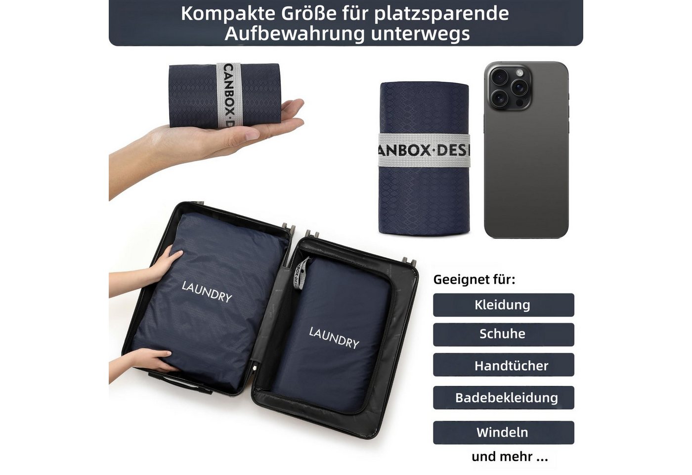 FOUORTUNATE-BEE Wäschesäckchen Wäschesäcke mit Reißverschluss, faltbar, 2er-Set,(2-St) – Bild 3 von 5