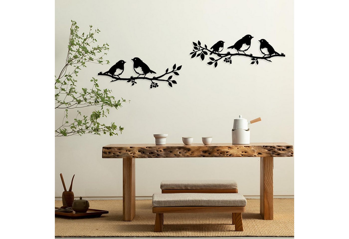 FOUORTUNATE-BEE Wanddekoobjekt 2er-Set Metall-Wanddeko mit Vögeln für Innen & Außen (2 St), Metall-Zweig mit Vogelmotiv als Balkon- und Gartendeko – Bild 5 von 5