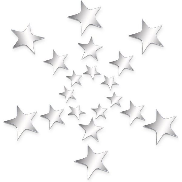 FOUORTUNATE-BEE Wandtattoo 40er Set Silberne Stern Spiegelaufkleber für Wand & Schlafzimmer, Spiegel Sterne Wanddeko für Kinderzimmer, Babyzimmer & Wohnzimmer