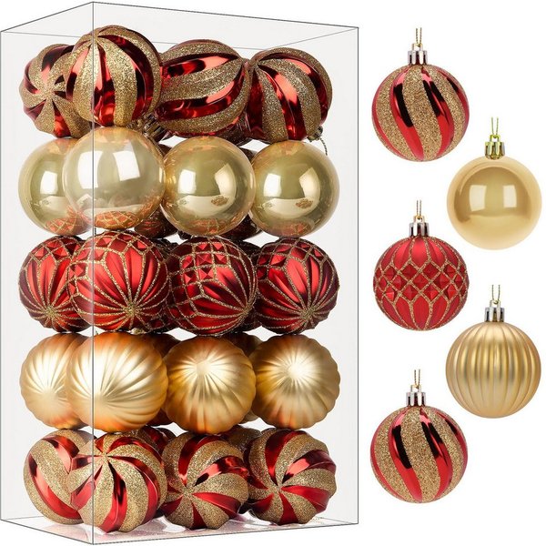 FOUORTUNATE-BEE Weihnachtsbaumkugel 30-teiliges Set Weihnachtskugeln Weihnachtsdeko Christbaumschmuck (30 St), farbige Dekoration für Weihnachtsfeier