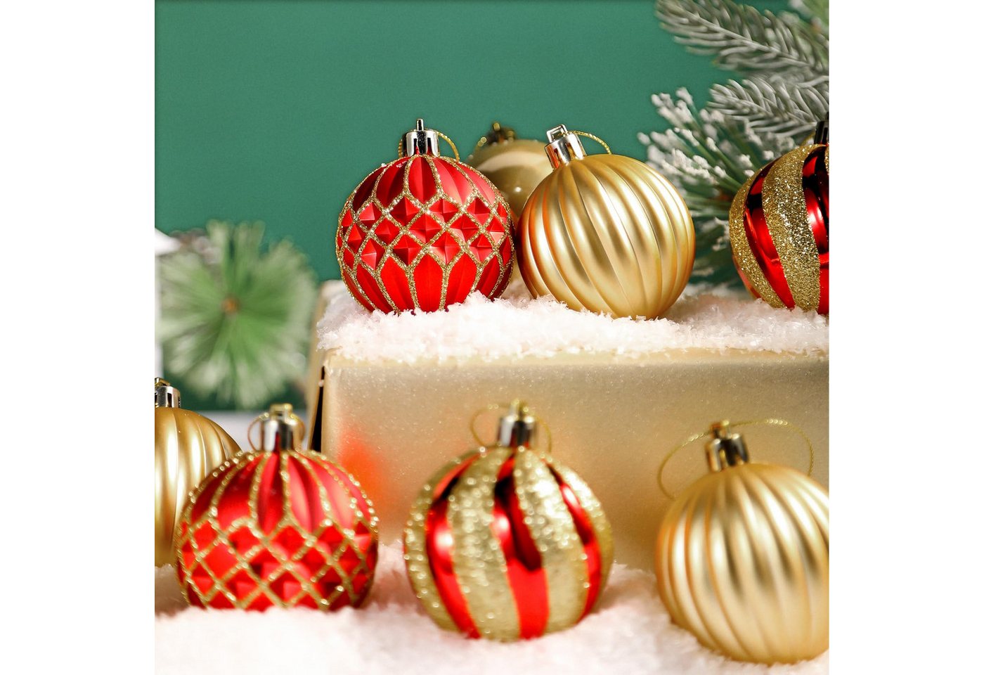 FOUORTUNATE-BEE Weihnachtsbaumkugel 30-teiliges Set Weihnachtskugeln Weihnachtsdeko Christbaumschmuck (30 St), farbige Dekoration für Weihnachtsfeier – Bild 5 von 5