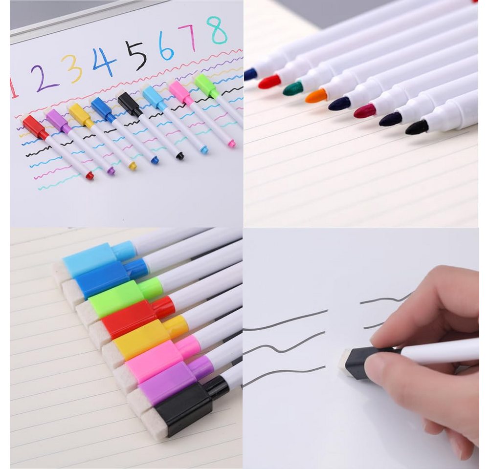 FOUORTUNATE-BEE Whiteboard Marker 10 Whiteboard Marker Magnetisch Feinspitze Abwischbar 8 Farben, (10-tlg), Für Büro, Schule, Zuhause und Planungstafeln vielsei – Bild 3 von 5