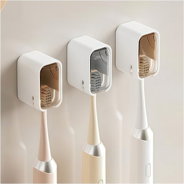FOUORTUNATE-BEE Zahnbürstenhalter Wand-Zahnbürstenhalter mit Deckel – Selbstklebend, 3-teilig, (3-St), Praktische Badezimmer-Aufbewahrung für Zahnbürsten und Zu