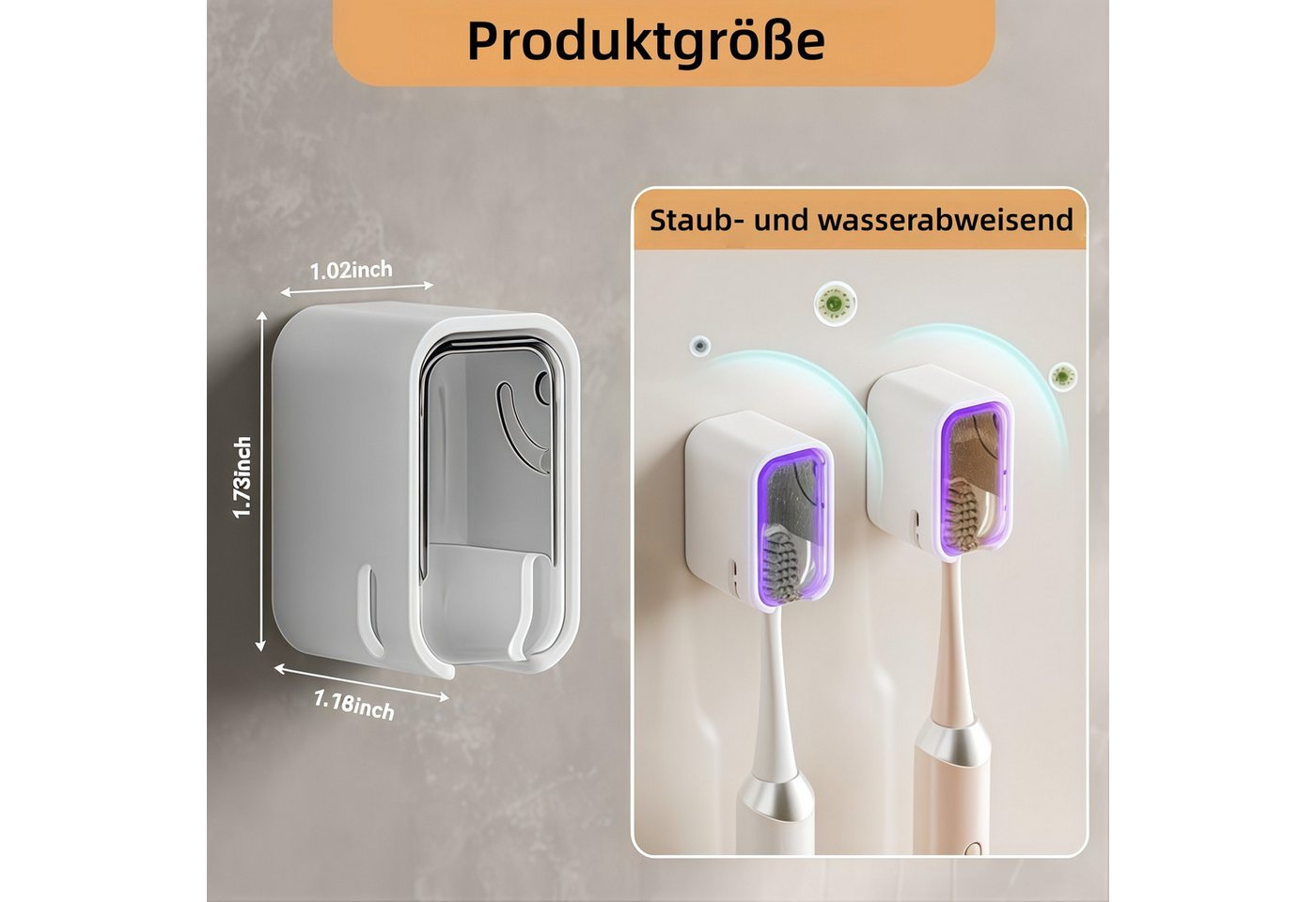 FOUORTUNATE-BEE Zahnbürstenhalter Wand-Zahnbürstenhalter mit Deckel – Selbstklebend, 3-teilig, (3-St), Praktische Badezimmer-Aufbewahrung für Zahnbürsten und Zu – Bild 4 von 5