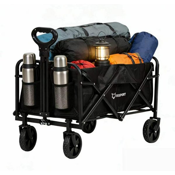 FOXSPORT Bollerwagen faltbar, Handwagen, Transportwagen, Strandbuggy (Packung), breites Geländepanzerrad, max. 75 kg, Vorder- & Hinterbremse