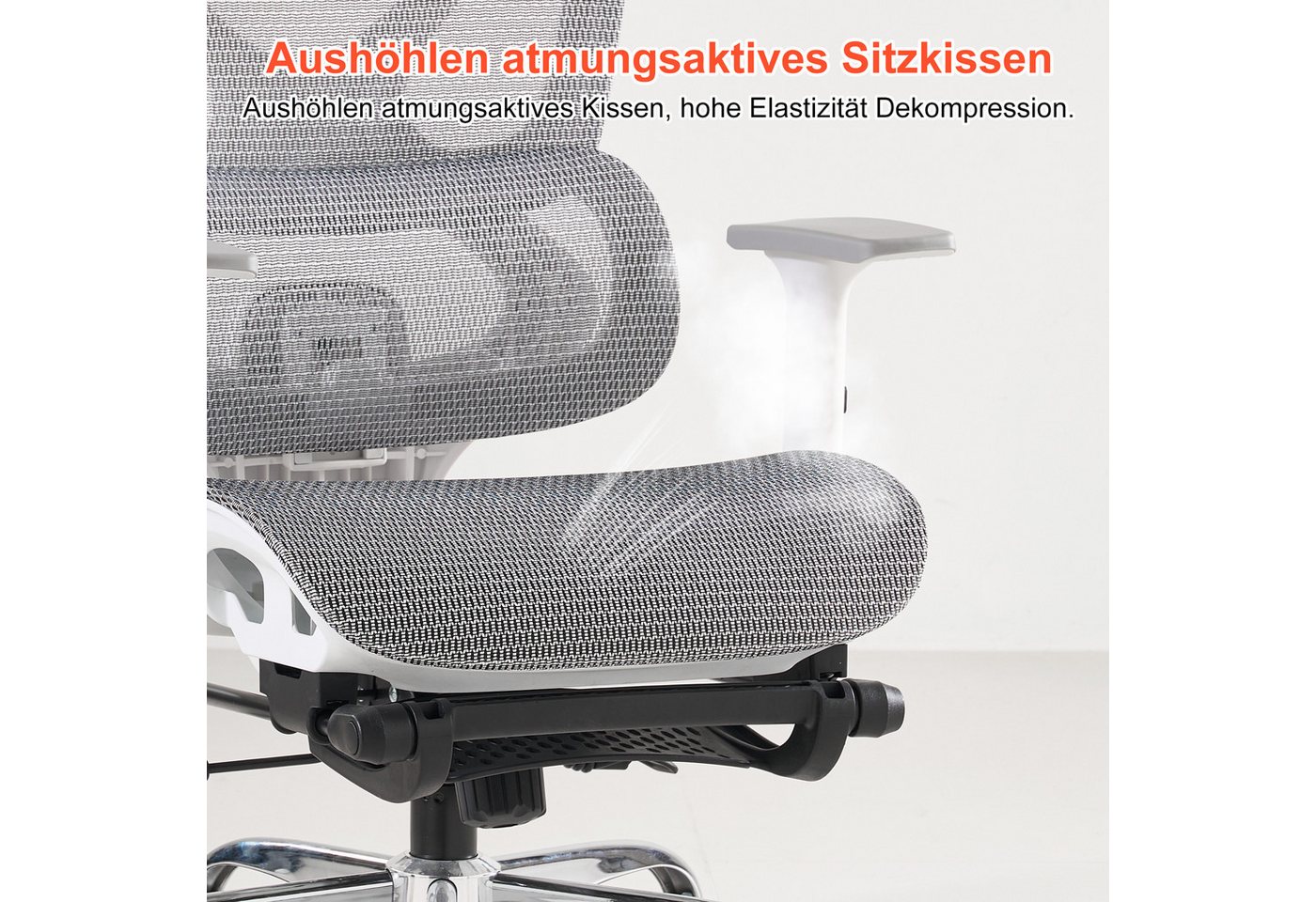 FOXSPORT Bürostuhl, Ergonomischer Premium-Schreibtischstuhl (Computer-Bürostuhl), 3D-Armlehnen, 3D-Kopfstütze, 4D-Lendenstütze, Rückenlehne (90°–135) – Bild 5 von 5