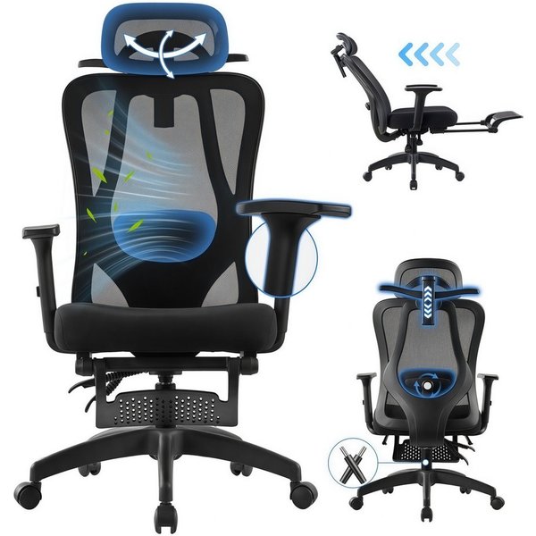 FOXSPORT Bürostuhl, Ergonomischer Schreibtischstuhl (Computerstuhl, Office Chair, Bürostuhl mit Wippfunktion, Chefsessel mit Atmungsaktiver Netzstuhl), Wippfunk