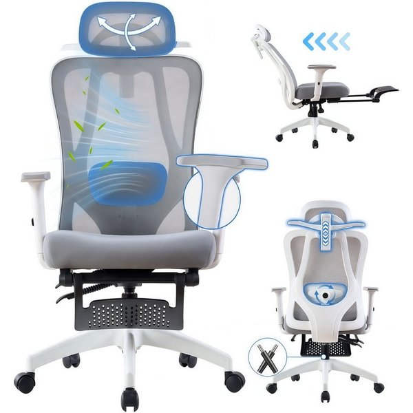 FOXSPORT Bürostuhl, Ergonomischer Schreibtischstuhl (Computerstuhl, Office Chair, Bürostuhl mit Wippfunktion, Chefsessel mit Atmungsaktiver Netzstuhl), Wippfunk