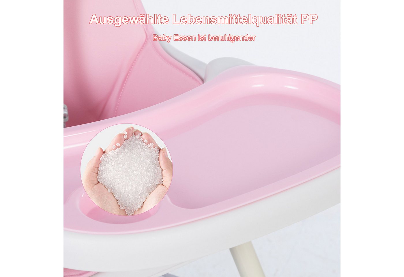 FOXSPORT Kombihochstuhl, Kinder-Esstuhl , 2 in 1 Babystuhl, Kinderklappstuhl (mit Ablagekorb, mit 5-Punkt-Sicherheitsgurt, wasserdichtes abnehmbares Tablett), k – Bild 3 von 5