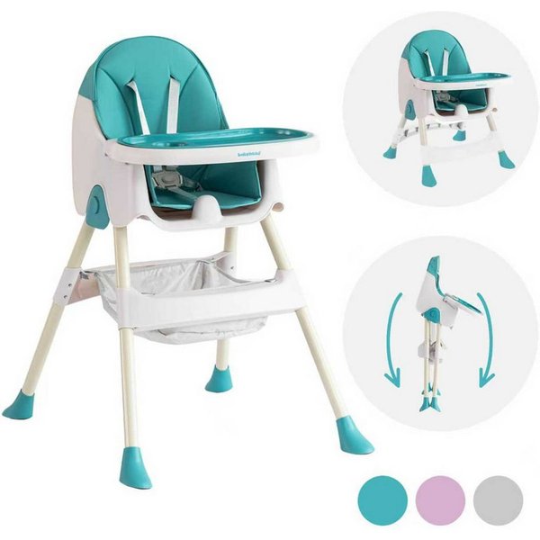 FOXSPORT Kombihochstuhl, Kinder-Esstuhl , 2 in 1 Babystuhl, Kinderklappstuhl (mit Ablagekorb, mit 5-Punkt-Sicherheitsgurt, wasserdichtes abnehmbares Tablett), k