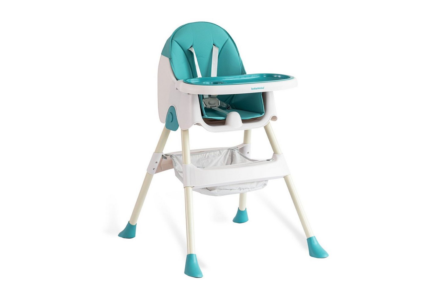 FOXSPORT Kombihochstuhl, Kinder-Esstuhl , 2 in 1 Babystuhl, Kinderklappstuhl (mit Ablagekorb, mit 5-Punkt-Sicherheitsgurt, wasserdichtes abnehmbares Tablett), k – Bild 2 von 5