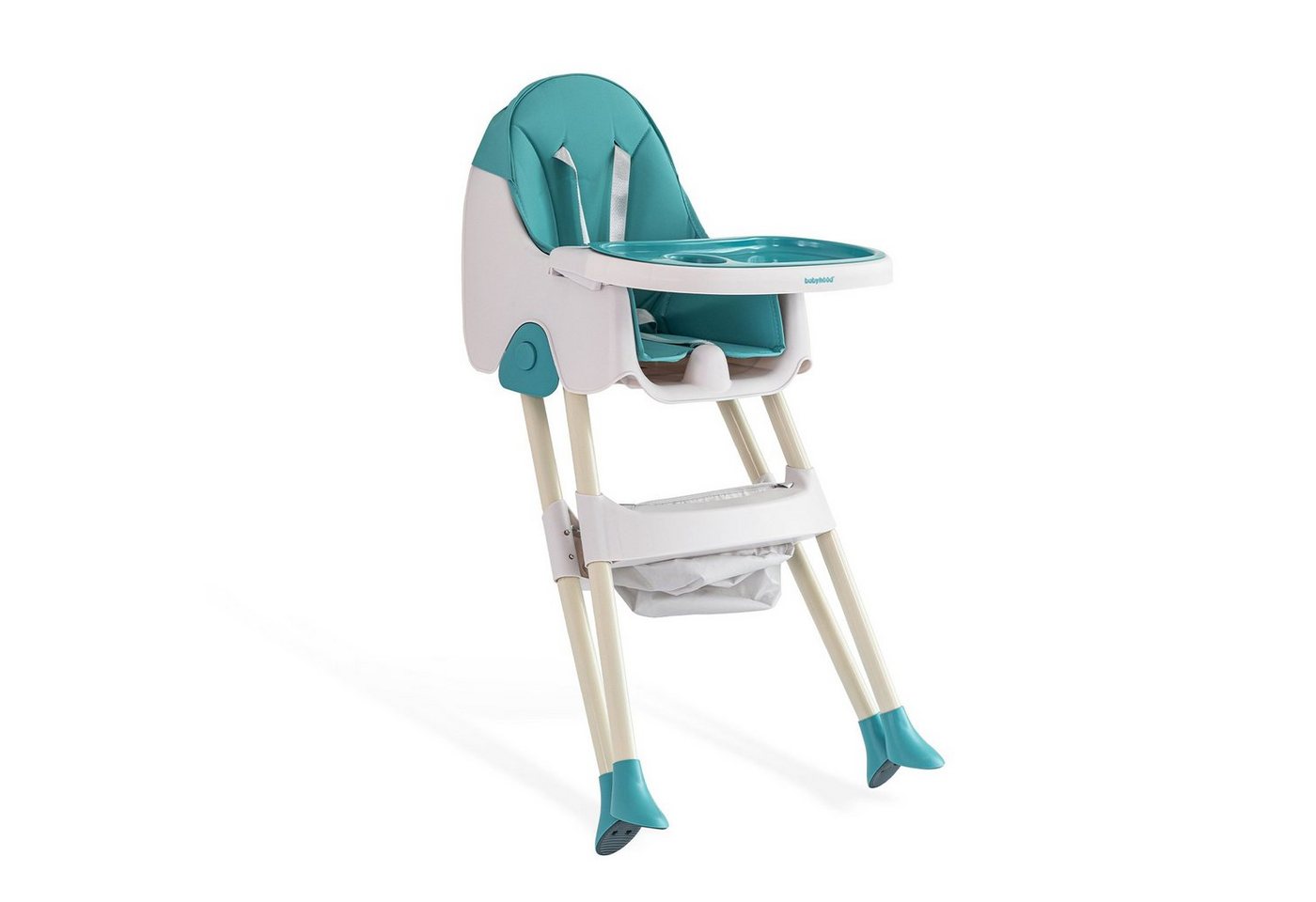 FOXSPORT Kombihochstuhl, Kinder-Esstuhl , 2 in 1 Babystuhl, Kinderklappstuhl (mit Ablagekorb, mit 5-Punkt-Sicherheitsgurt, wasserdichtes abnehmbares Tablett), k – Bild 3 von 5