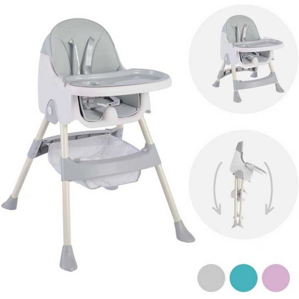 FOXSPORT Kombihochstuhl, Kinder-Esstuhl , 2 in 1 Babystuhl, Kinderklappstuhl (mit Ablagekorb, mit 5-Punkt-Sicherheitsgurt, wasserdichtes abnehmbares Tablett), k