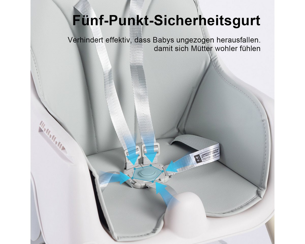 FOXSPORT Kombihochstuhl, Kinder-Esstuhl , 2 in 1 Babystuhl, Kinderklappstuhl (mit Ablagekorb, mit 5-Punkt-Sicherheitsgurt, wasserdichtes abnehmbares Tablett), k – Bild 3 von 5