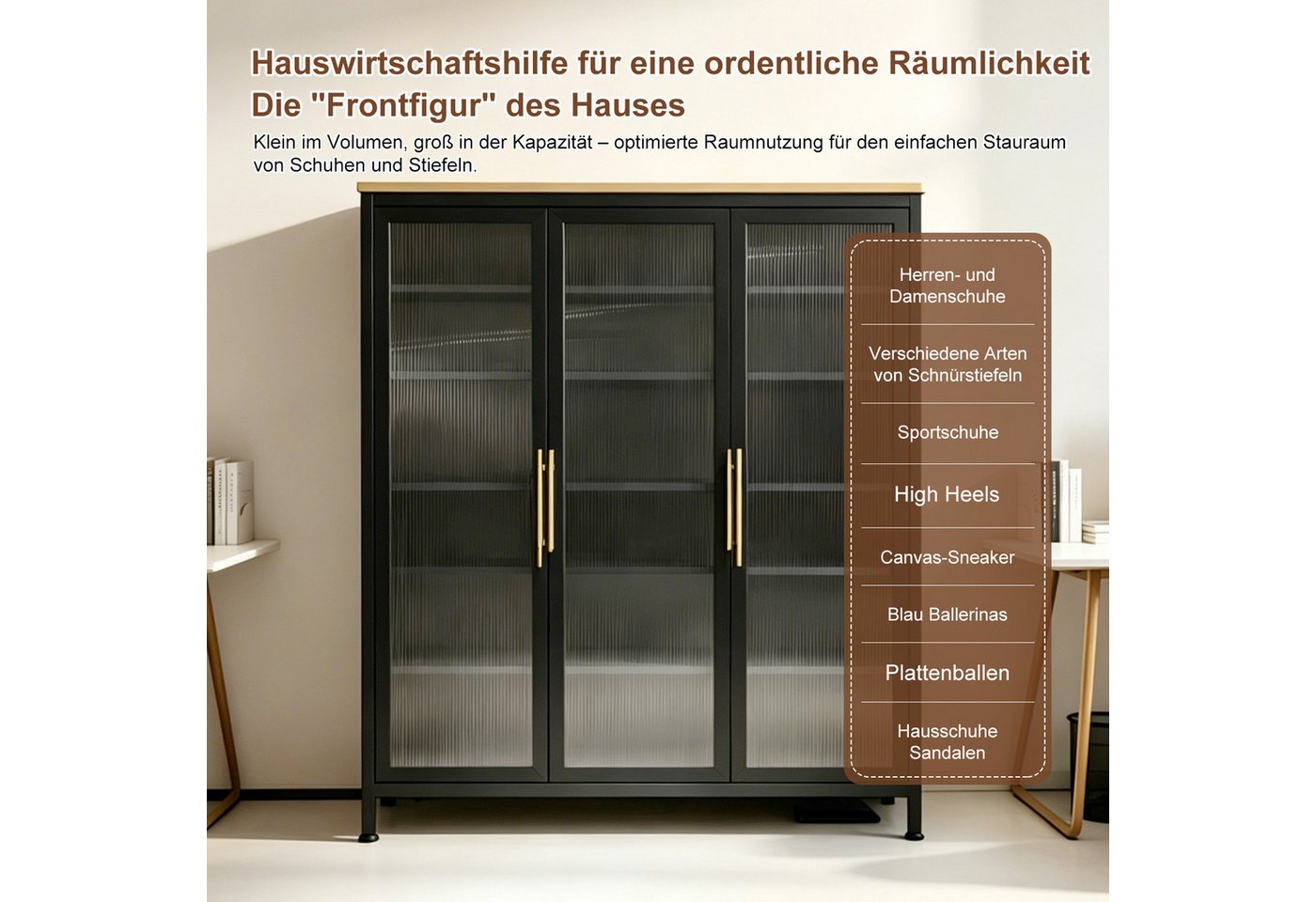 FOXSPORT Schuhschrank 7 Ebenen, mit verstellbaren Ablagen, 2- oder 3-türig (im Flur Diele, 32 cm tief) Schuhkommode mit Türen, Vitrinenschrank, Regalschrank – Bild 2 von 5