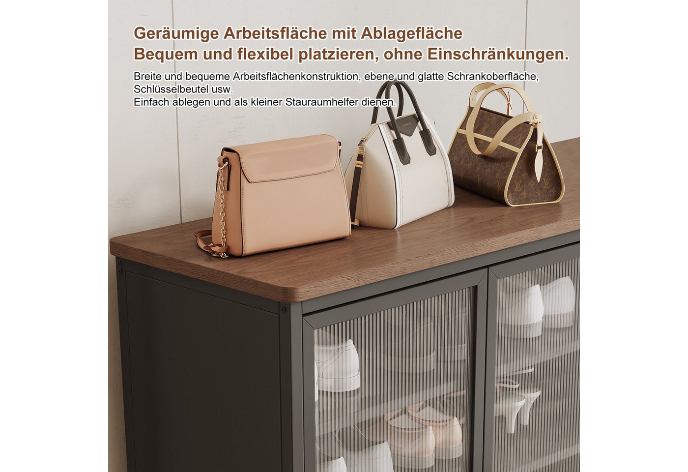 FOXSPORT Schuhschrank 7 Ebenen, mit verstellbaren Ablagen, 2- oder 3-türig (im Flur Diele, 32 cm tief) Schuhkommode mit Türen, Vitrinenschrank, Regalschrank – Bild 4 von 5