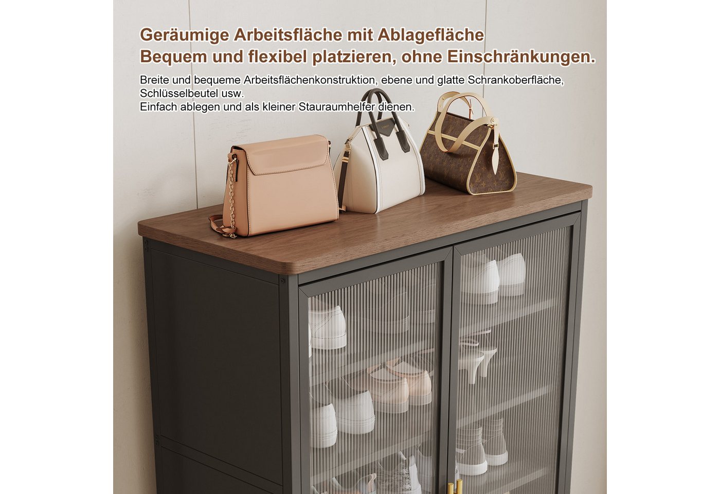 FOXSPORT Schuhschrank 7 Ebenen, mit verstellbaren Ablagen, 2- oder 3-türig (im Flur Diele, 32 cm tief) Schuhkommode mit Türen, Vitrinenschrank, Regalschrank – Bild 4 von 5