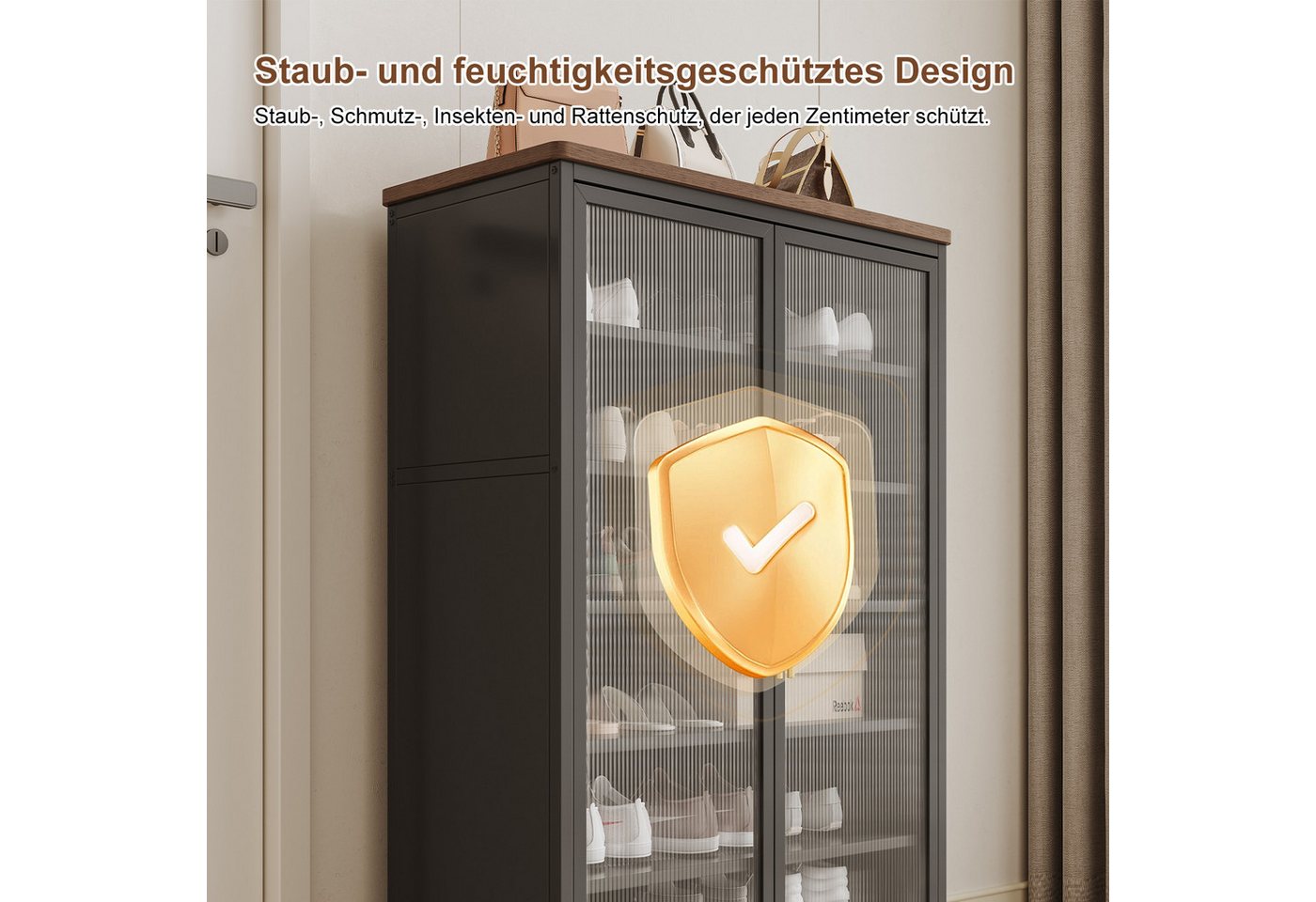 FOXSPORT Schuhschrank 7 Ebenen, mit verstellbaren Ablagen, 2- oder 3-türig (im Flur Diele, 32 cm tief) Schuhkommode mit Türen, Vitrinenschrank, Regalschrank – Bild 5 von 5
