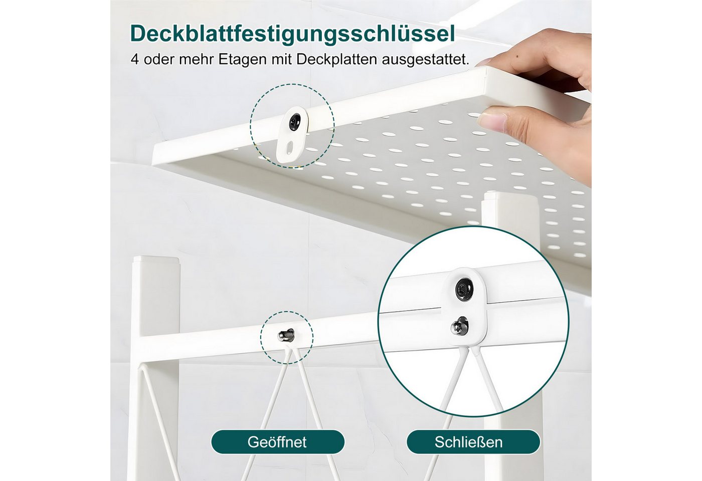 FOXSPORT Standregal mit Rollen, Mehrzweckregal, 1er-Packung, Komplett-Set, Traglast von 20 kg pro Ebene, mit 4/5 Ablagen, Lagerregal, Küchenregal, 72x37x163cm – Bild 2 von 5