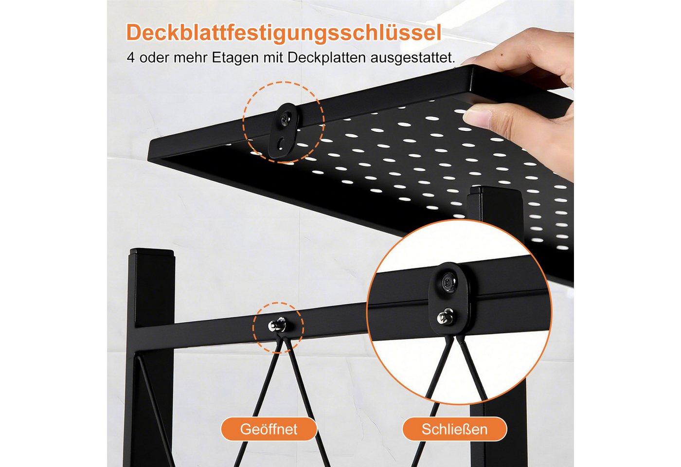 FOXSPORT Standregal mit Rollen, Mehrzweckregal, 1er-Packung, Komplett-Set, Traglast von 20 kg pro Ebene, mit 4/5 Ablagen, Lagerregal, Küchenregal, 72x37x163cm – Bild 2 von 5