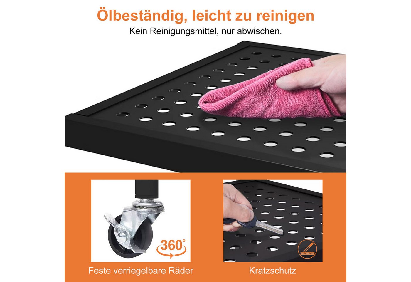 FOXSPORT Standregal mit Rollen, Mehrzweckregal, 1er-Packung, Komplett-Set, Traglast von 20 kg pro Ebene, mit 4/5 Ablagen, Lagerregal, Küchenregal, 72x37x163cm – Bild 4 von 5