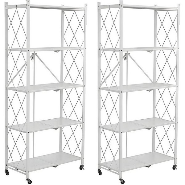 FOXSPORT Standregal mit Rollen, Mehrzweckregal, 1er-Packung, Komplett-Set, Traglast von 20 kg pro Ebene, mit 4/5 Ablagen, Lagerregal, Küchenregal, 72x37x163cm