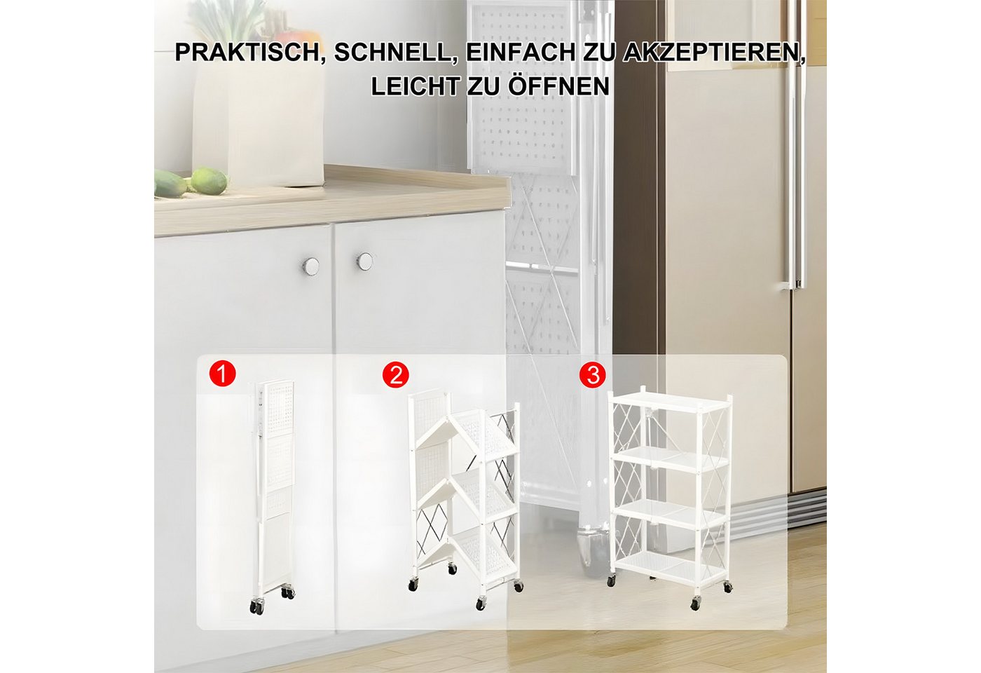 FOXSPORT Standregal mit Rollen, Mehrzweckregal, 1er-Packung, Komplett-Set, Traglast von 20 kg pro Ebene, mit 4/5 Ablagen, Lagerregal, Küchenregal, 72x37x163cm – Bild 2 von 5