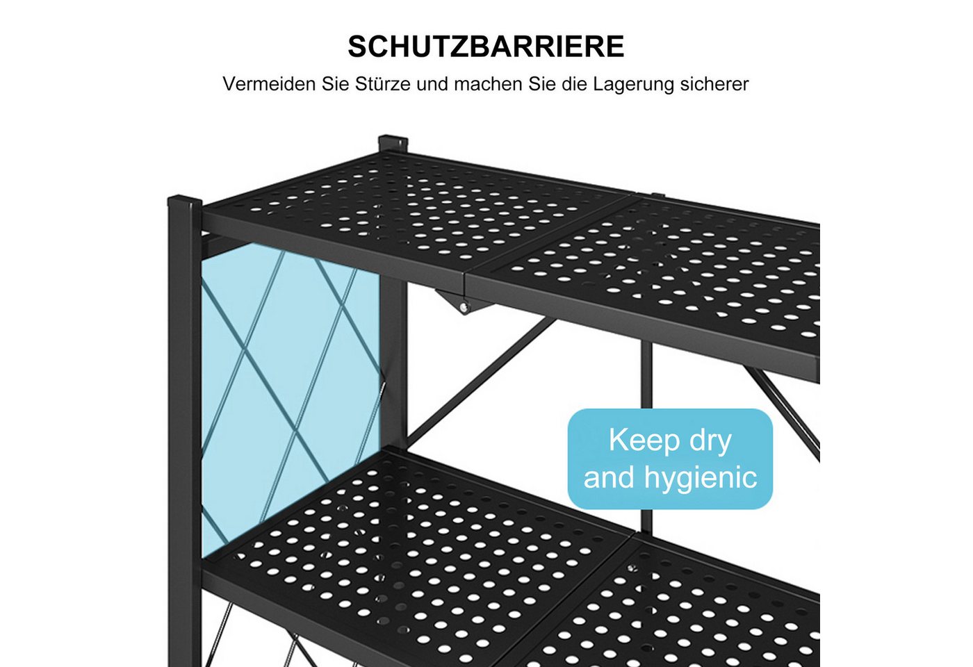 FOXSPORT Standregal mit Rollen, Mehrzweckregal, 1er-Packung, Komplett-Set, Traglast von 20 kg pro Ebene, mit 4/5 Ablagen, Lagerregal, Küchenregal, 72x37x163cm – Bild 2 von 5