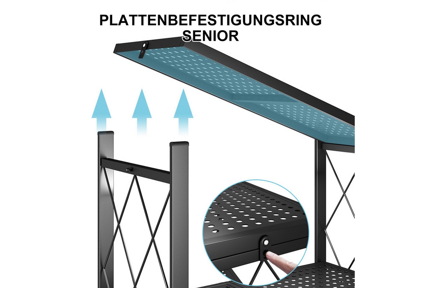 FOXSPORT Standregal mit Rollen, Mehrzweckregal, 1er-Packung, Komplett-Set, Traglast von 20 kg pro Ebene, mit 4/5 Ablagen, Lagerregal, Küchenregal, 72x37x163cm – Bild 4 von 5