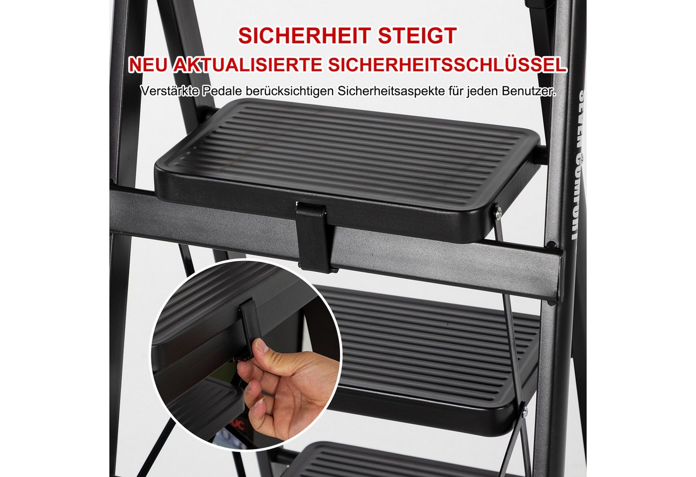FOXSPORT Stehleiter ARK09, Trittleiter, Haushaltsleiter 3-5 Stufen, Klappleiter, Multifunktionsleiter, Arbeitsleiter klappbar, bis 150 kg, stabil – Bild 2 von 5