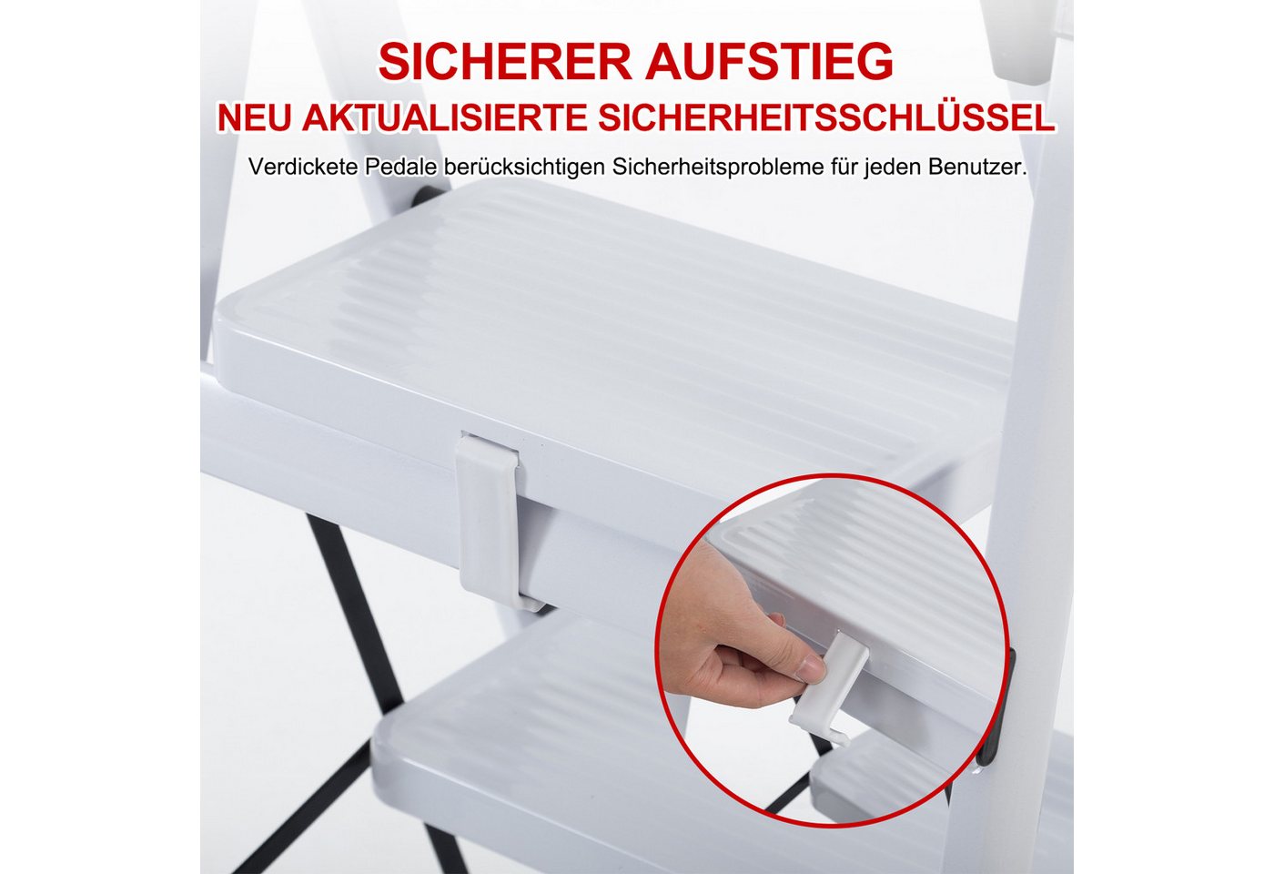 FOXSPORT Stehleiter ARK10, Trittleiter, Haushaltsleiter 3-5 Stufen, Klappleiter, Multifunktionsleiter, Arbeitsleiter klappbar, bis 150 kg, stabil – Bild 5 von 5
