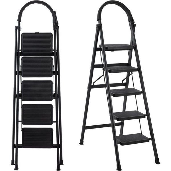 FOXSPORT Stehleiter ARK10, Trittleiter, Haushaltsleiter 3-5 Stufen, Klappleiter, Multifunktionsleiter, Arbeitsleiter klappbar, bis 150 kg, stabil