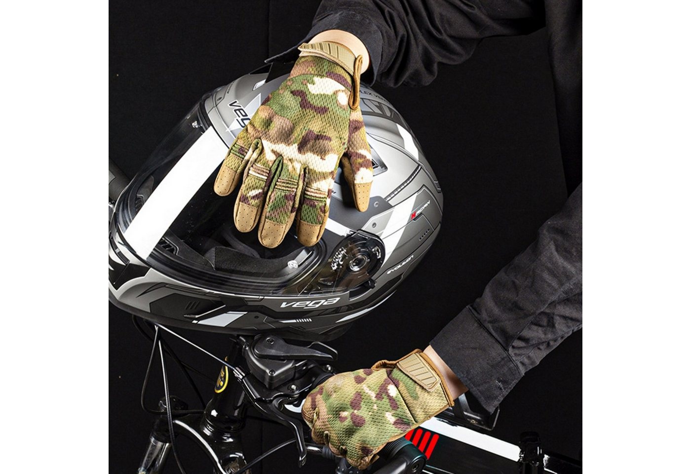 Foxter Sport Multisporthandschuhe Outdoor Handschuhe Touchscreen Sporthandschuhe Camo rutschhem (1 Paar Handschuhe Outdoor Sporthandschuhe Touchscreen rutschfes – Bild 2 von 5