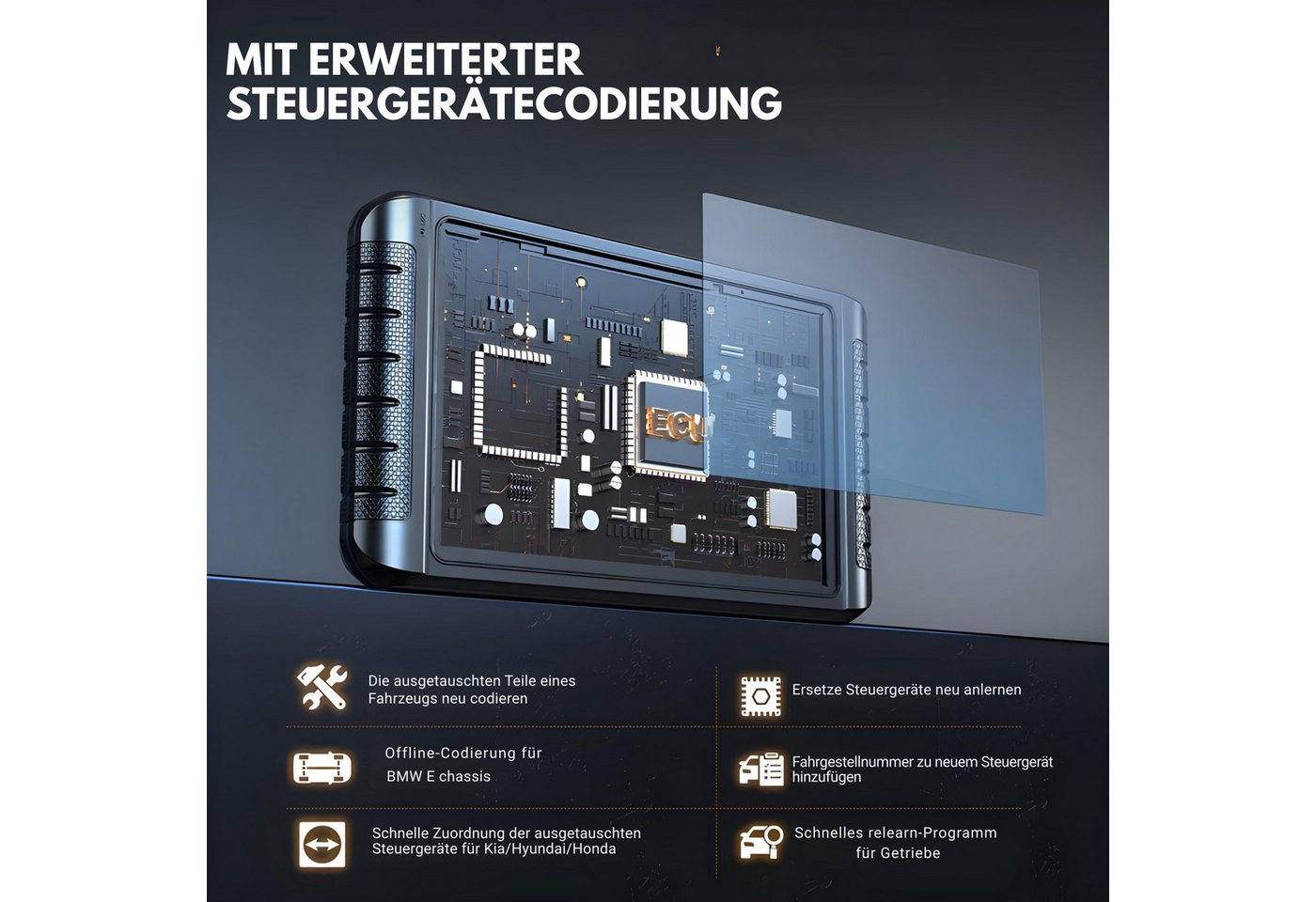 FOXWELL Kfz-Diagnosegerät Diagnosegerät mit 10,1" Touchscreen – OBD2 Scanner ECU-Codierung, IMMO, Komplett-Set – Bild 4 von 5
