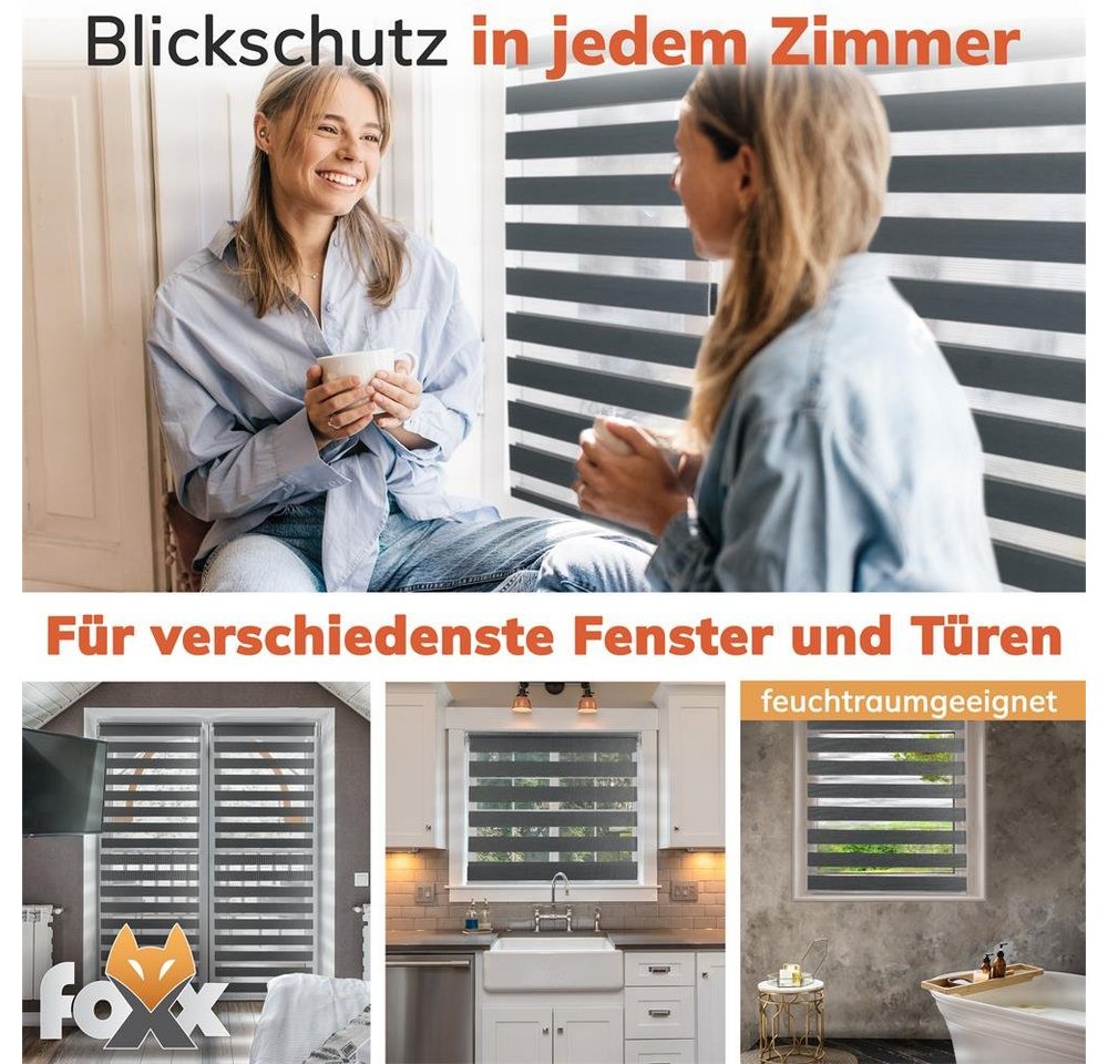 Doppelrollo Doppelrollo Klemmfix braun 50x140 cm, Foxx – Bild 2 von 5