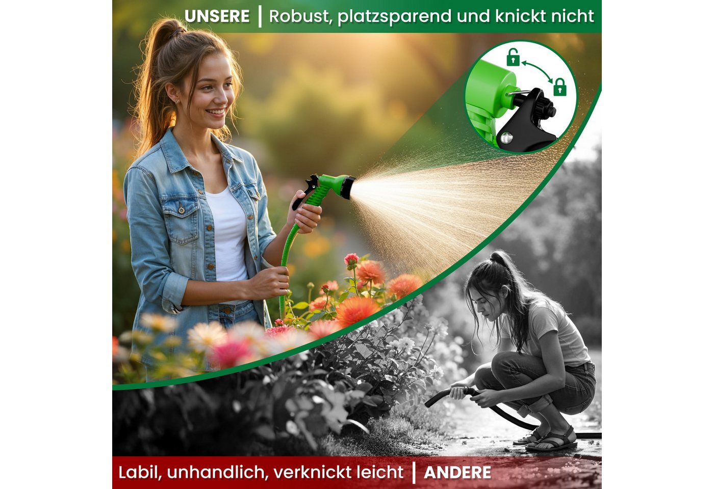 Foxx Gartenschlauch Gartenschlauch flexibel 7,5m grün – Bild 4 von 5