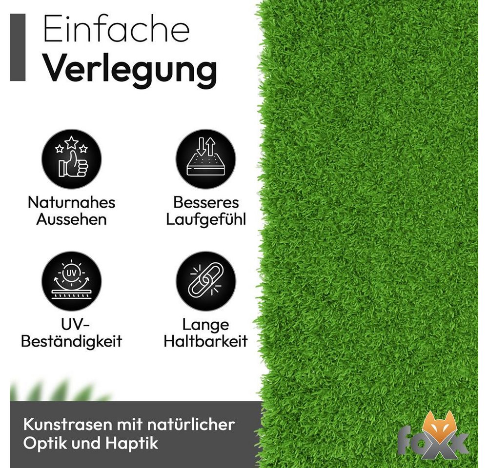 Foxx Kunstrasen Kunstrasen (10 mm) 1x2 m Rolle, Höhe: 1 mm – Bild 5 von 5