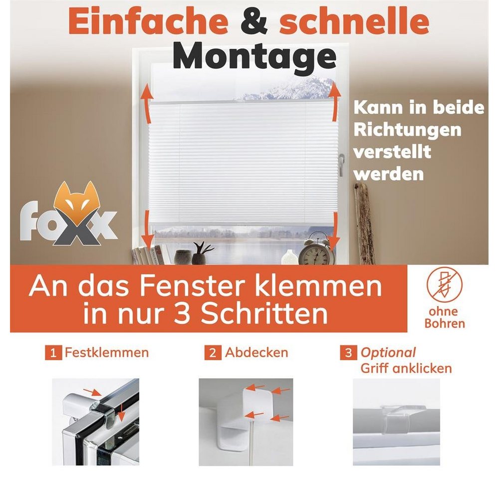 Foxx Plissee Plissee Klemmfix grau 35x100 cm – Bild 4 von 5