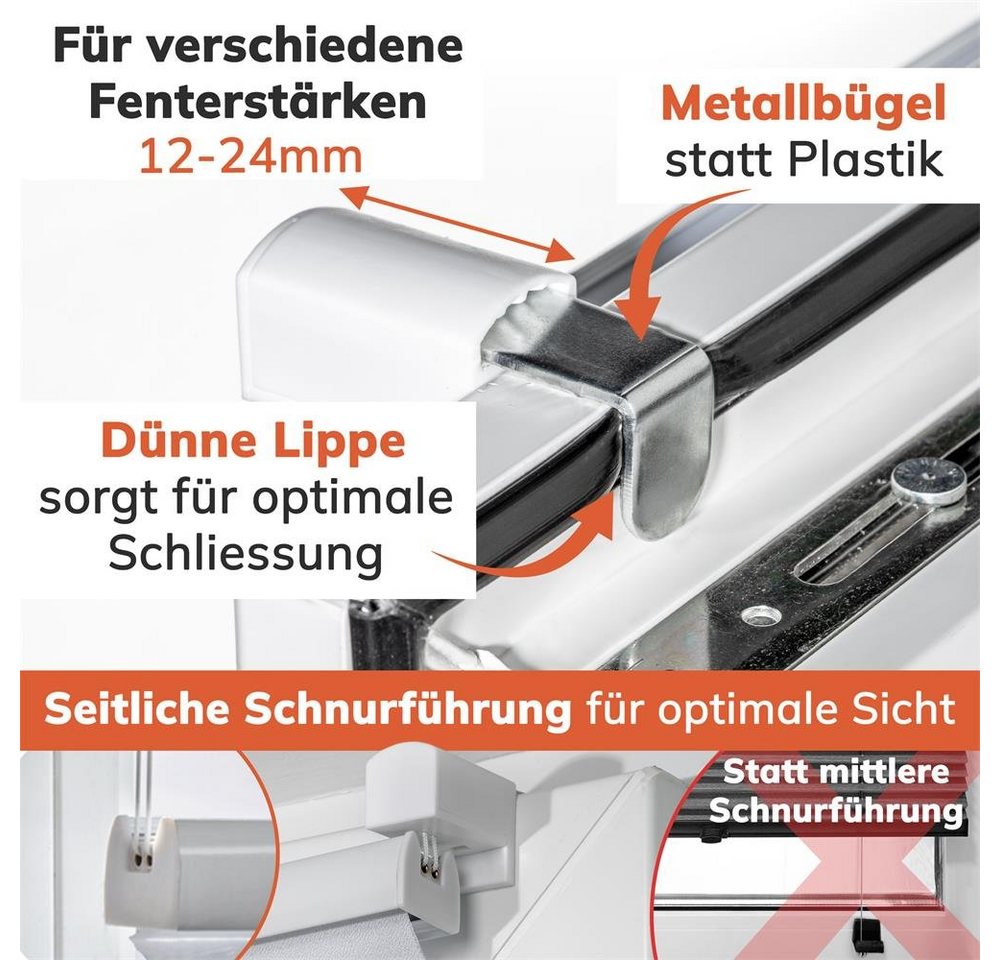 Foxx Plissee Plissee Klemmfix weiß 35x100 cm – Bild 3 von 5