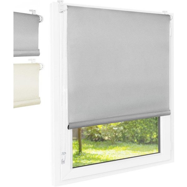 Seitenzugrollo Rollo Blackout grau 50x140, Foxx