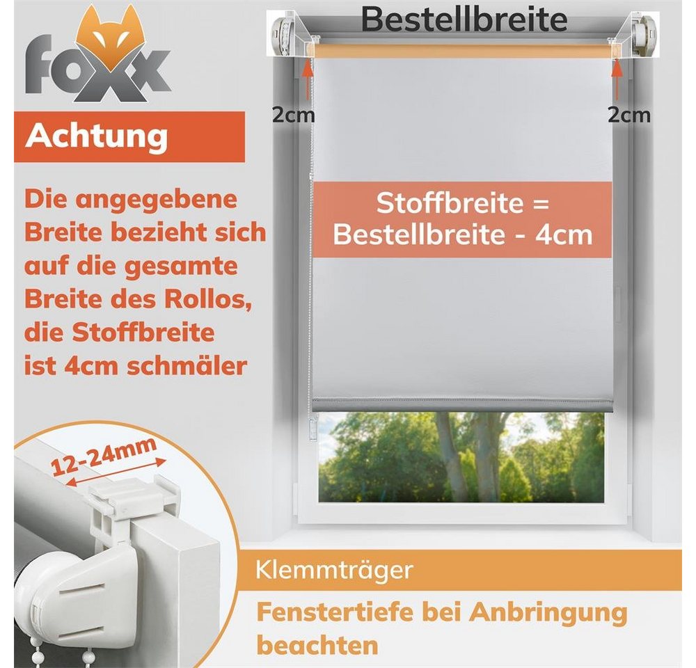 Seitenzugrollo Rollo Blackout grau 50x140, Foxx – Bild 3 von 5