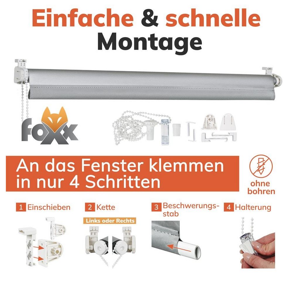 Seitenzugrollo Rollo Blackout grau 50x140, Foxx – Bild 4 von 5