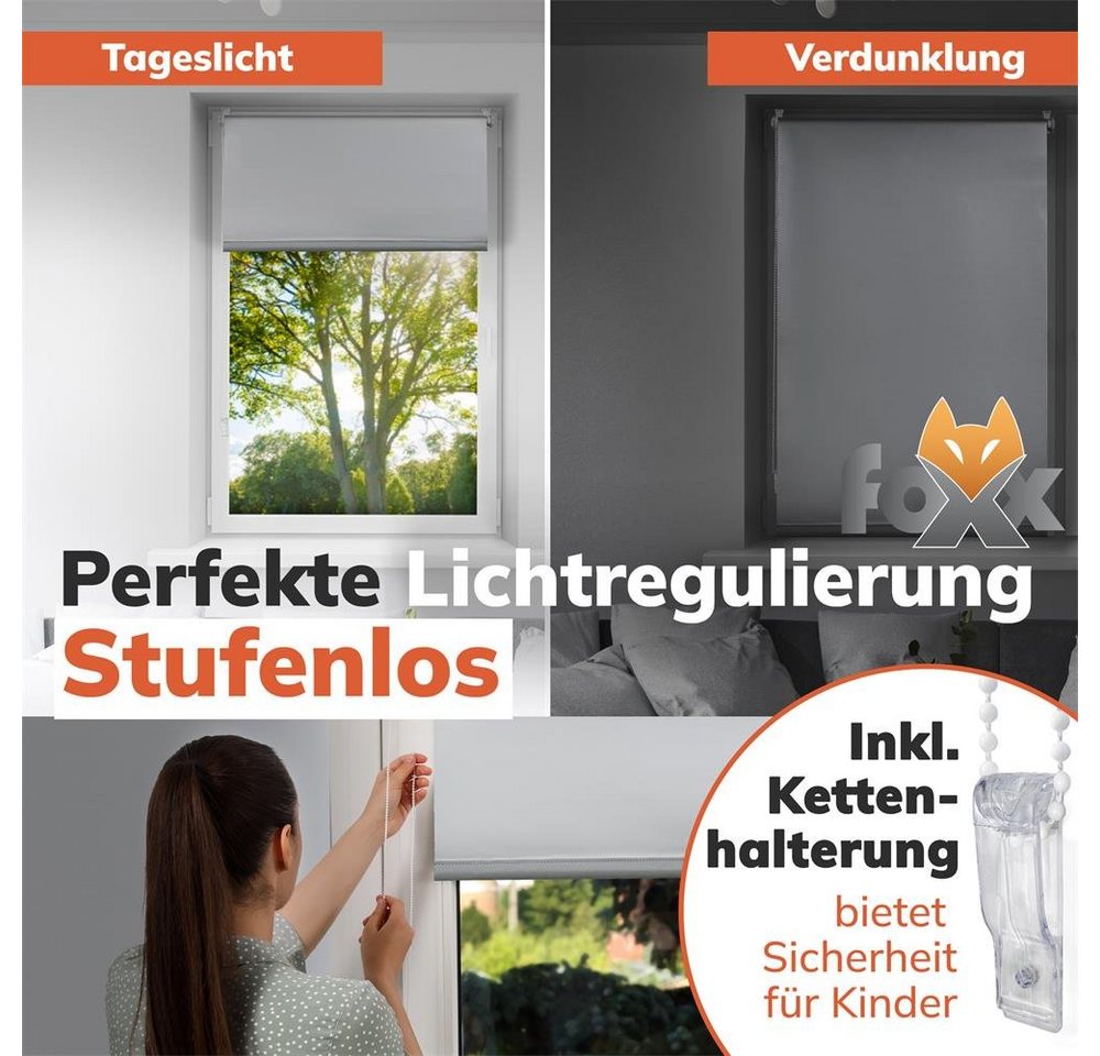 Seitenzugrollo Rollo Blackout grau 50x140, Foxx – Bild 5 von 5