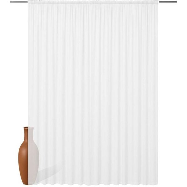 Foxx Vorhang mit Kräuselband für Schienen, transparente Moderne XXL Gardinen, Schiebegardinen Langstore Voile mit eingenähtem Bleiband