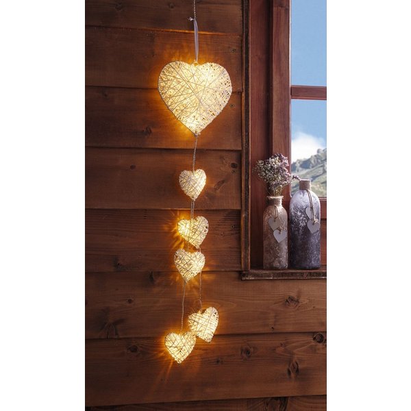 Frank Flechtwaren LED Dekolicht, LED-Hänger Herz 65cm