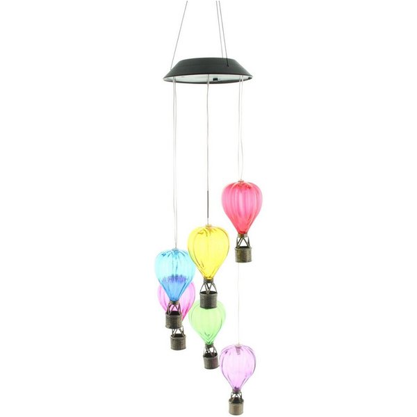 Frank Flechtwaren LED Solarleuchte Mobile "Heißluftballons" Solar LED Lichterdeko für Balkon, Terrasse, & Garten, Outdoor Solarlampe hängend