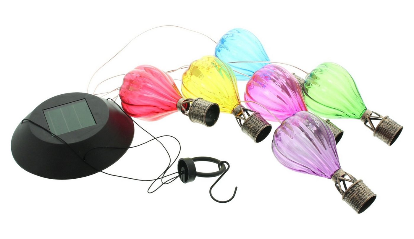 Frank Flechtwaren LED Solarleuchte Mobile "Heißluftballons" Solar LED Lichterdeko für Balkon, Terrasse, & Garten, Outdoor Solarlampe hängend – Bild 3 von 4