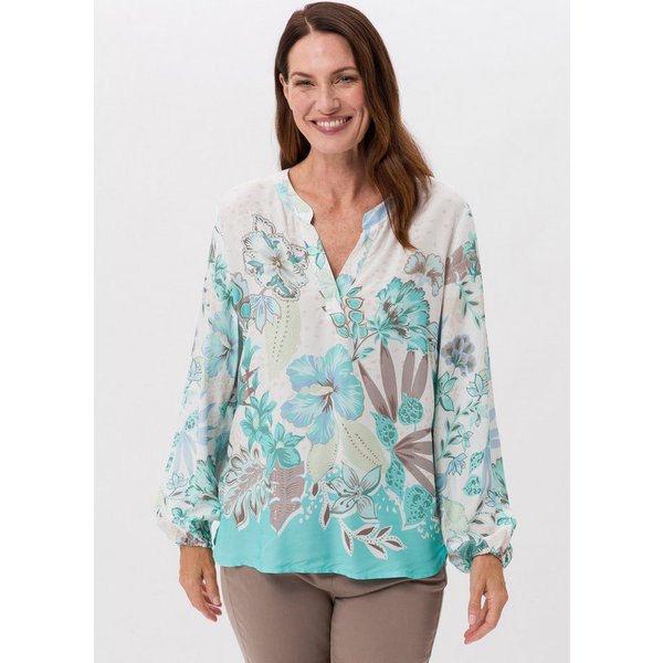FRANK WALDER Klassische Bluse mit sommerlichen Panneauxprint