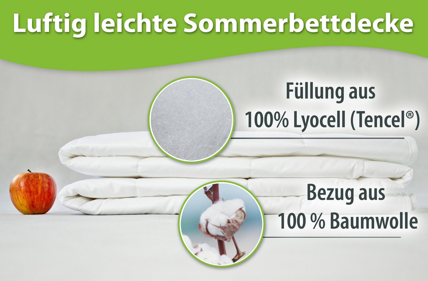 franknatur Kinderbettdecke Sommerdecke Lyocell, Füllung: 100% Lyocell/Tencel®, Bezug: 100% Baumwolle, extraleichte Sommerdecke für Kinder – Bild 4 von 5